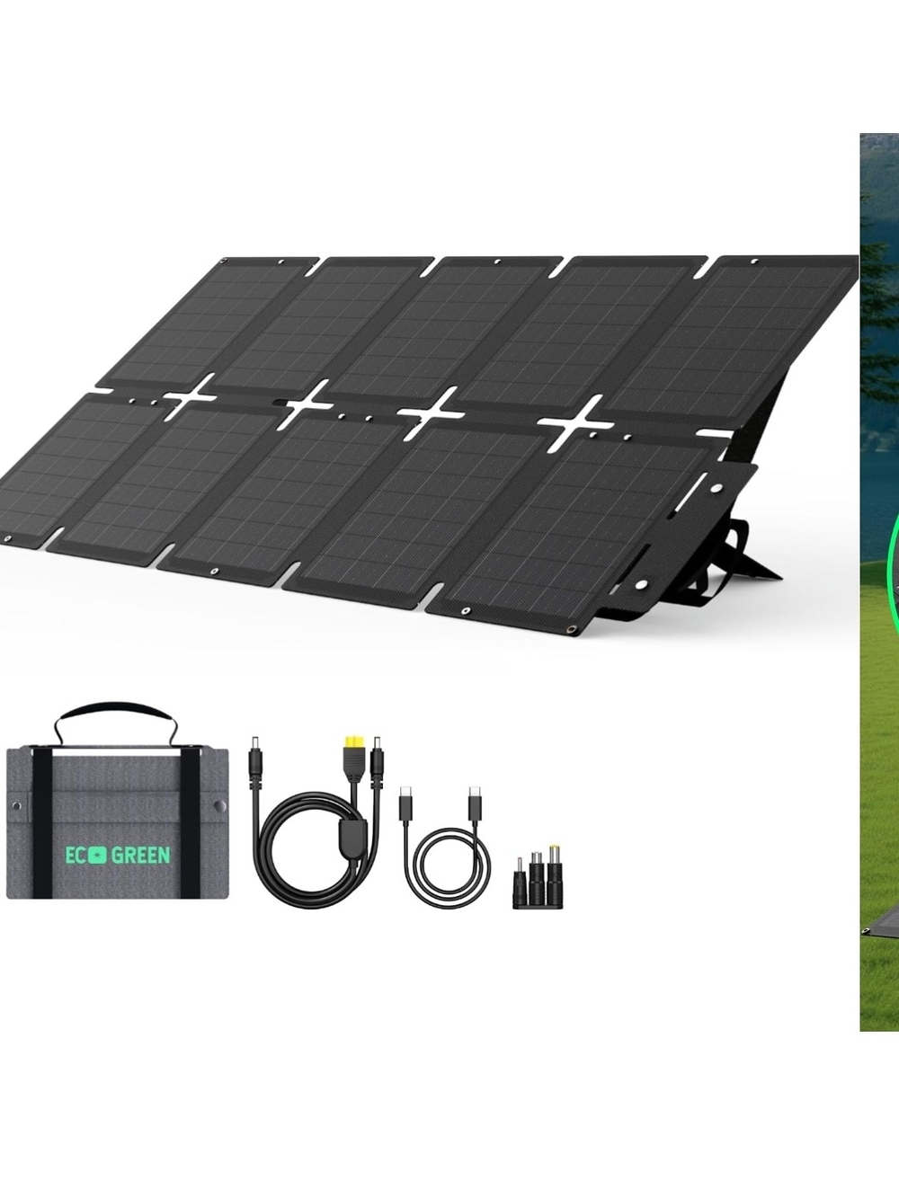 EcoGreen 100W Portable Solar Panel for Camping, RV, Power Station Foldable
100